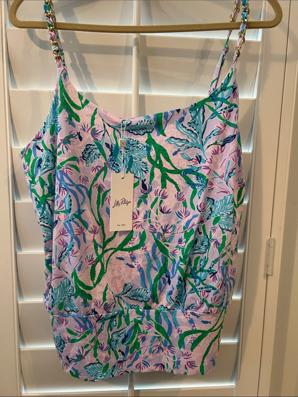 Lilly Pulitzer ladies size LG Floral-Print tank NWT originally $98